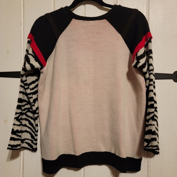 Adhorada Womens Sweater Black Red Rose Sweater Knit Long Sleeve Size Medium - Picture 5 of 5